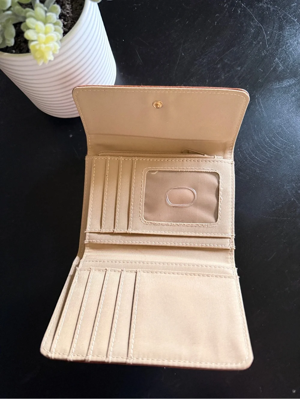 Compact Orange Leather Women's Wallet - Sleek Everyday Style